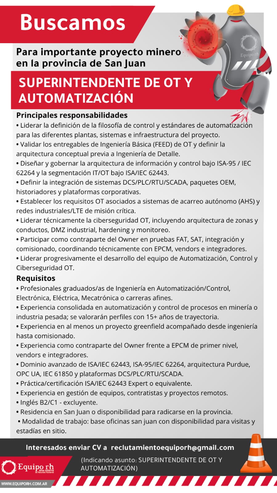 Superintendente de OT y Automatización